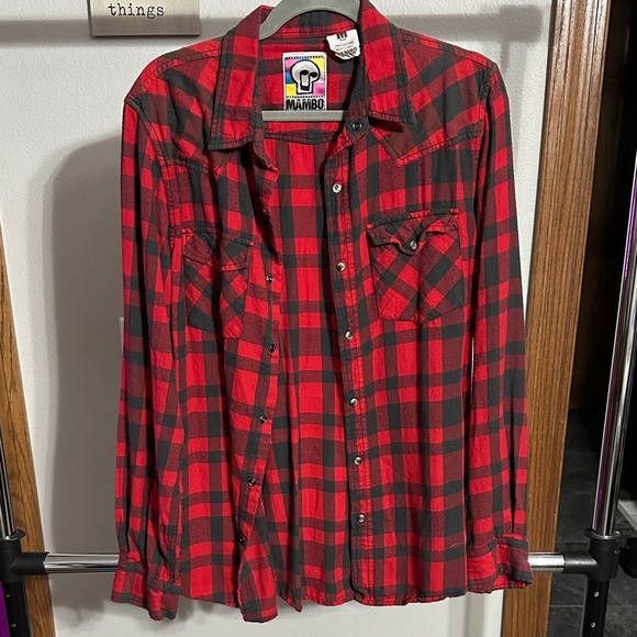 Mambo Other - Mambo Red and Black Checkered Men's Casual Shirt size M
